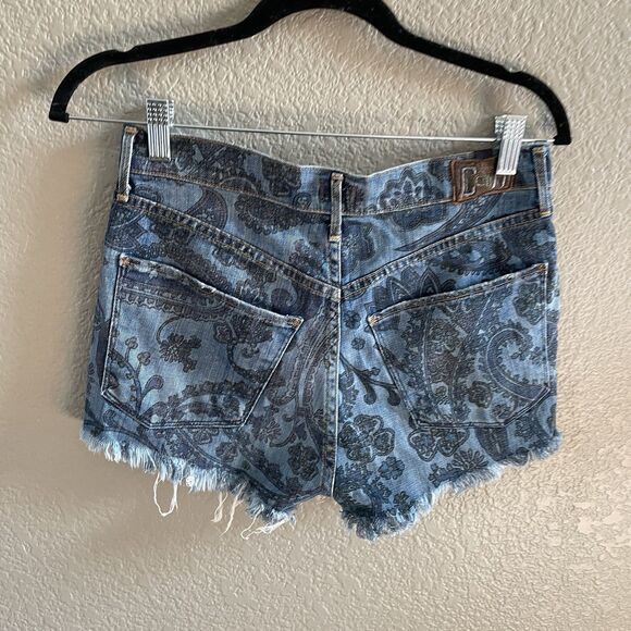 Citizens of Humanity Chloe Jean Shorts Womens 27 Blue Paisley Cut Off Button Fly - Picture 5 of 12
